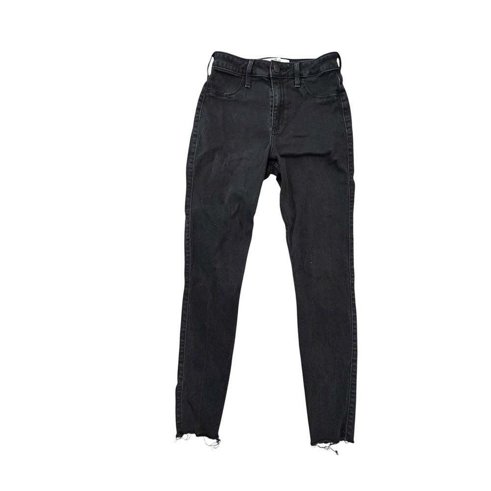 Hollister Curvy High-Rise Jean Leggings Black Frayed Hem W27 L28 Size 5R